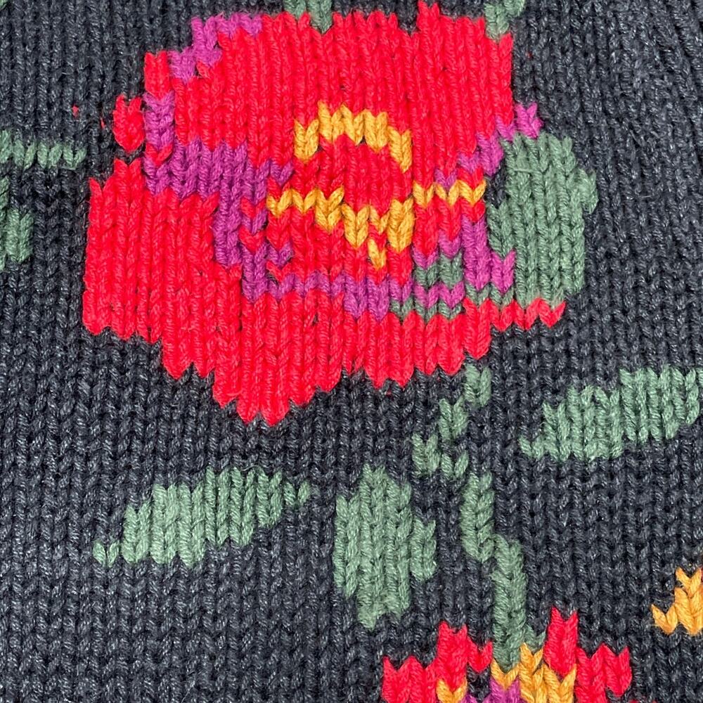 Jones New York Exclusive Hand knit 90s Floral Cotton Blend Cardigan M - Picture 3 of 9
